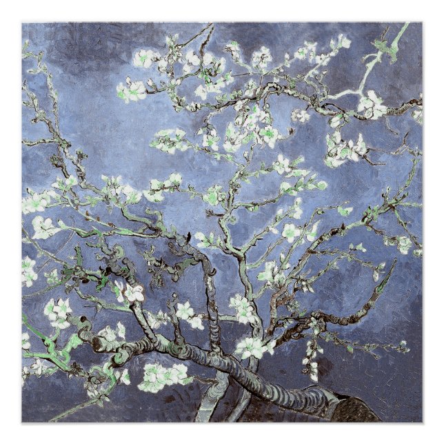 Van Gogh Almond Blossoms Steel Blue Poster (Front)