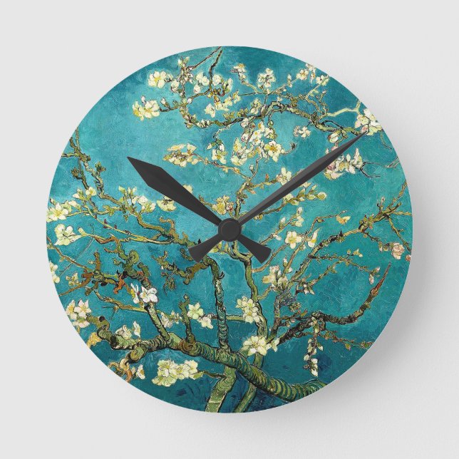 Van Gogh Almond Blossoms Tree Round Clock (Front)