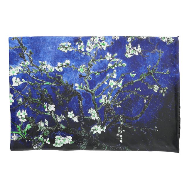 Van Gogh Almond Blossoms Vibrant Blue Pillowcase (Front)