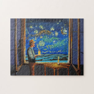 Van Gogh and the starry night fireflies Jigsaw Puzzle