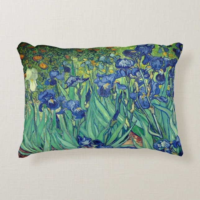 Van Gogh Art Irises Accent Pillow (Front)