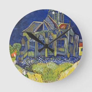 Van Gogh art reproduction, The Church at Auvers Round Clock