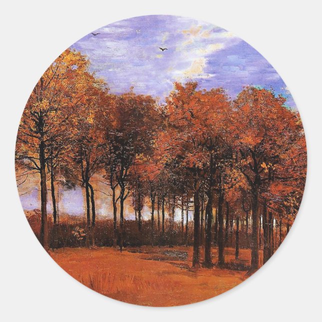 Van Gogh - Autumn Landscape, Classic Round Sticker (Front)