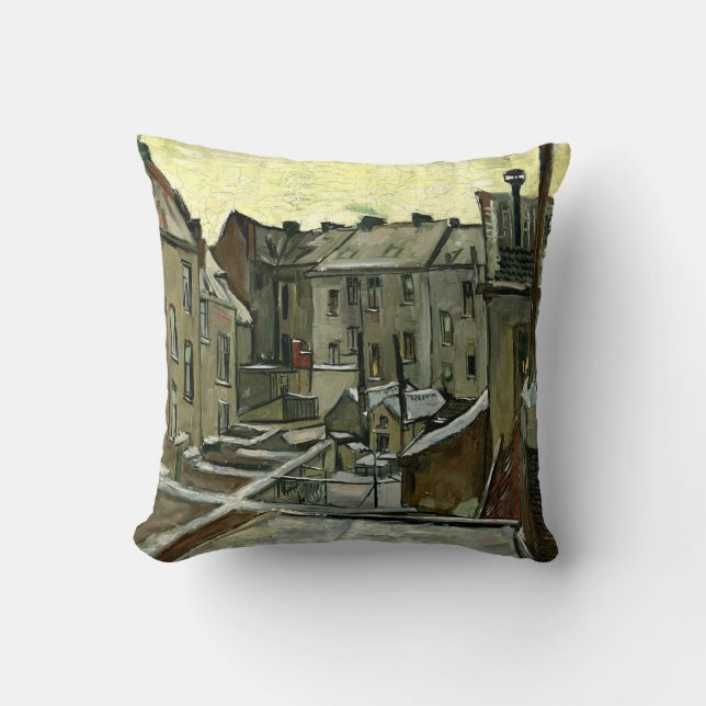 Van Gogh - Backyards in Antwerp Throw Pillow (Front)