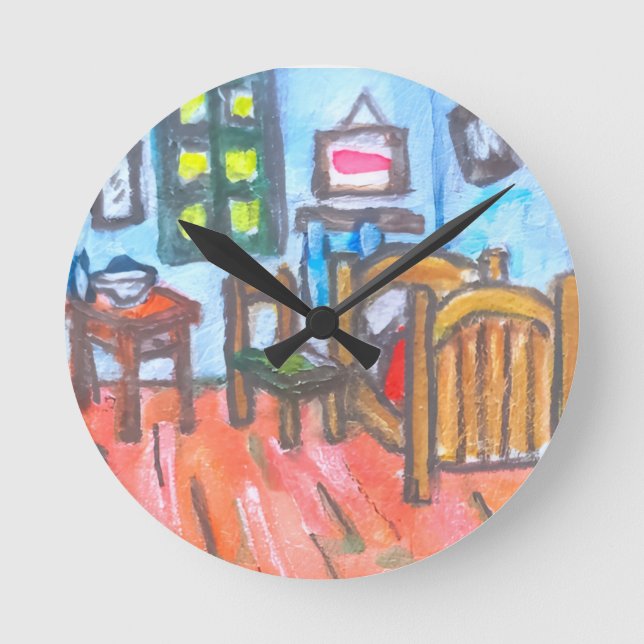 Van Gogh Bedroom mini  Round Clock (Front)