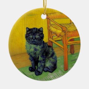 Van Gogh Black Cat Ceramic Ornament