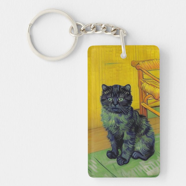 Van Gogh Black Cat Keychain (Front)