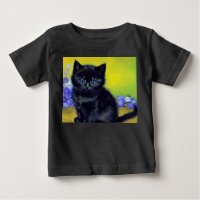 Van Gogh Black Cat Purple Flowers