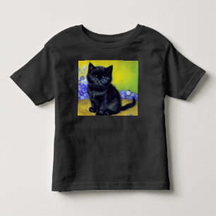 Van Gogh Black Cat Purple Flowers Toddler T-shirt