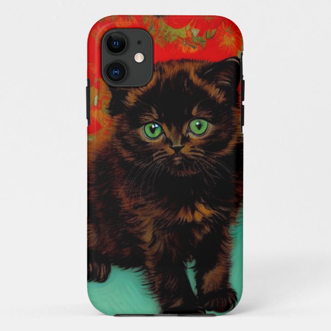 Van Gogh Black Cat Red Flowers Case-Mate iPhone Case (Back)
