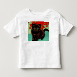Van Gogh Black Cat Red Flowers Toddler T-shirt