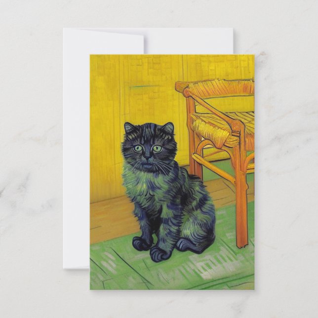 Van Gogh Black Cat RSVP Card (Front)