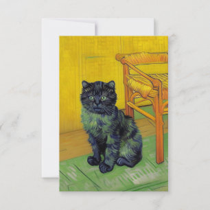 Van Gogh Black Cat RSVP Card