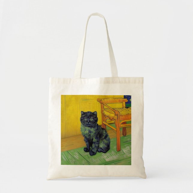 Van Gogh Black Cat Tote Bag (Front)