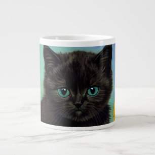 Van Gogh Black Cat Yellow Flowers Large Coffee Mug