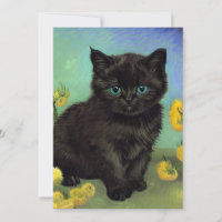 Van Gogh Black Cat Yellow Flowers