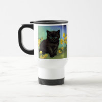 Van Gogh Black Cat Yellow Flowers