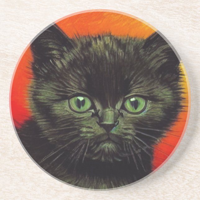 Van Gogh Black Kitten Coaster (Front)