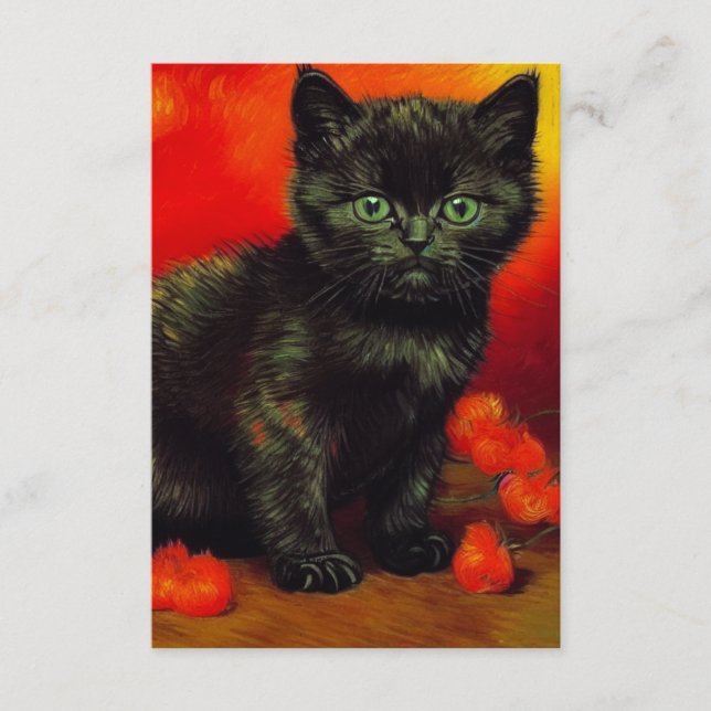 Van Gogh Black Kitten Enclosure Card (Front)