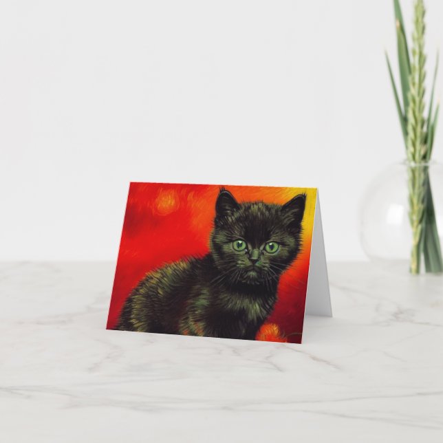 Van Gogh Black Kitten Invitation (Front)