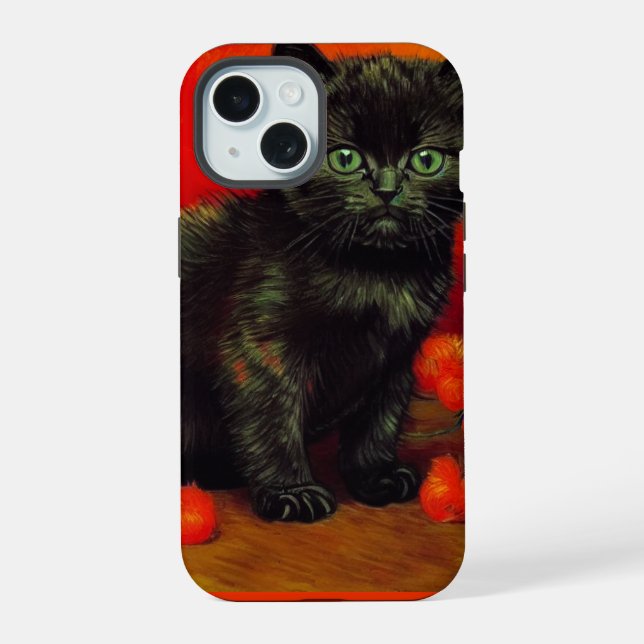 Van Gogh Black Kitten iPhone 15 Case (Back)