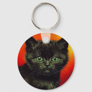 Van Gogh Black Kitten Keychain