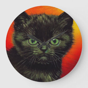 Van Gogh Black Kitten Large Clock