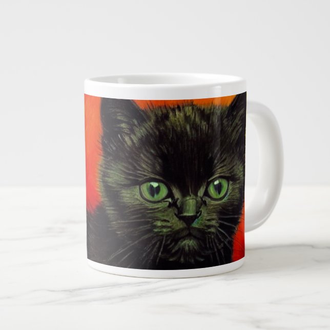 Van Gogh Black Kitten Large Coffee Mug (Front Right)