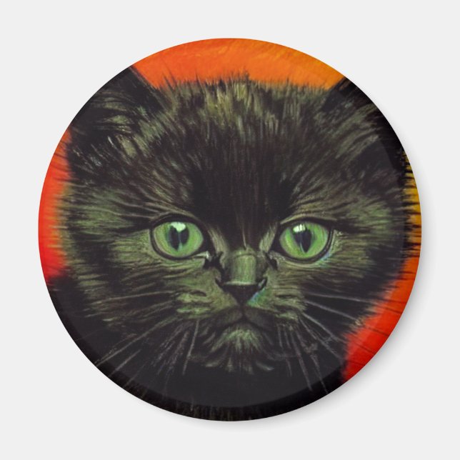 Van Gogh Black Kitten Magnet (Front)