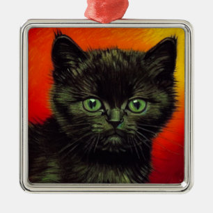 Van Gogh Black Kitten Metal Ornament