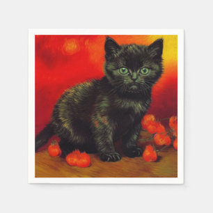Van Gogh Black Kitten Napkin