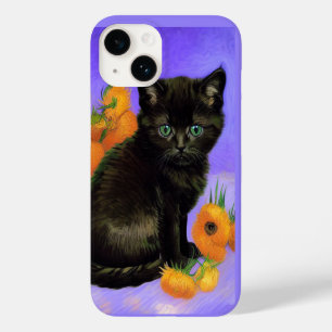 Van Gogh Black Kitten with Sunflowers Case-Mate iPhone 14 Case