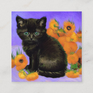 Van Gogh Black Kitten with Sunflowers Enclosure Card