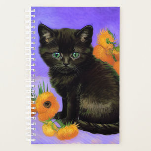 Van Gogh Black Kitten with Sunflowers Planner