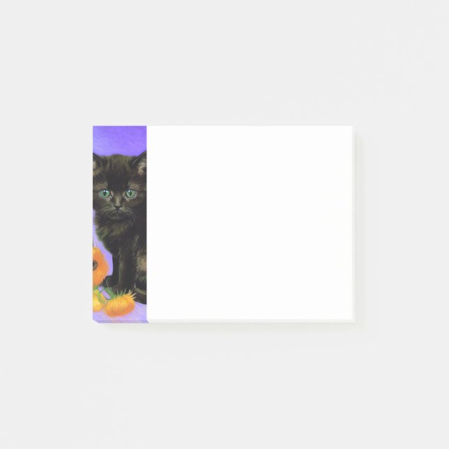 Van Gogh Black Kitten with Sunflowers Post-it Notes (Front)