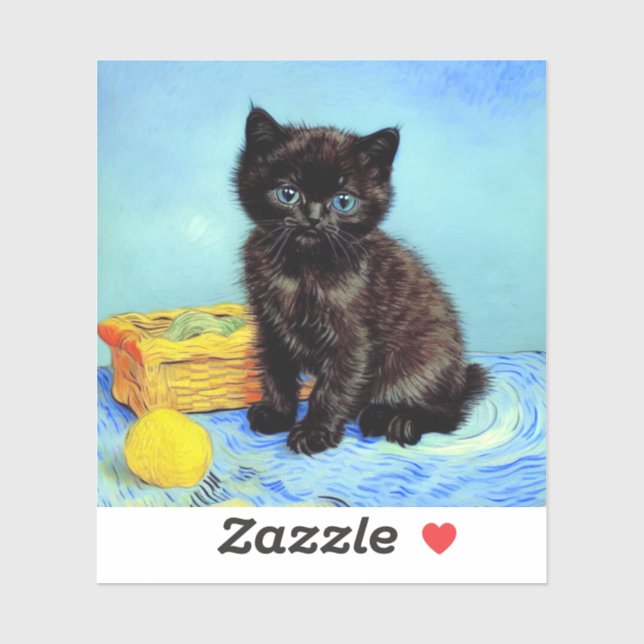 Van Gogh Black Kitten with Yarn (Sheet)