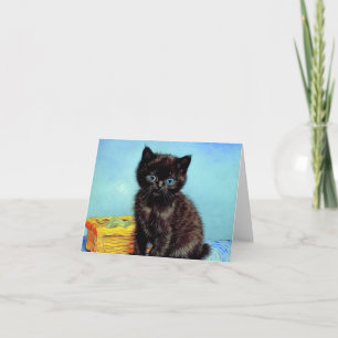 Van Gogh Black Kitten with Yarn Invitation