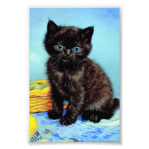 Van Gogh Black Kitten with Yarn Photo Print