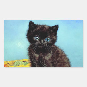 Van Gogh Black Kitten with Yarn Sticker