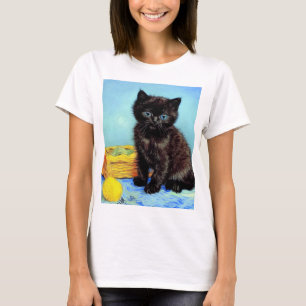 Van Gogh Black Kitten with Yarn T-Shirt