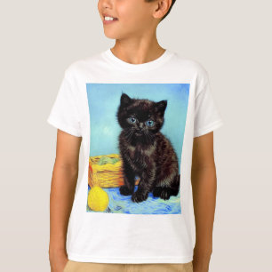 Van Gogh Black Kitten with Yarn T-Shirt