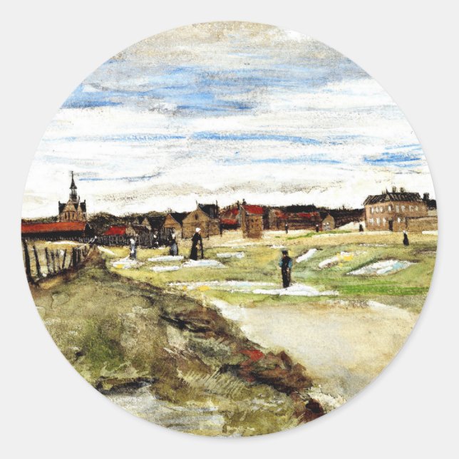 Van Gogh - Bleaching Ground at Scheveningen, 1882, Classic Round Sticker (Front)