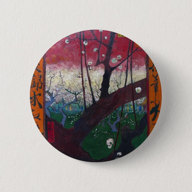 Van Gogh Blooming Plum Tree 2 Inch Round Button (Front)