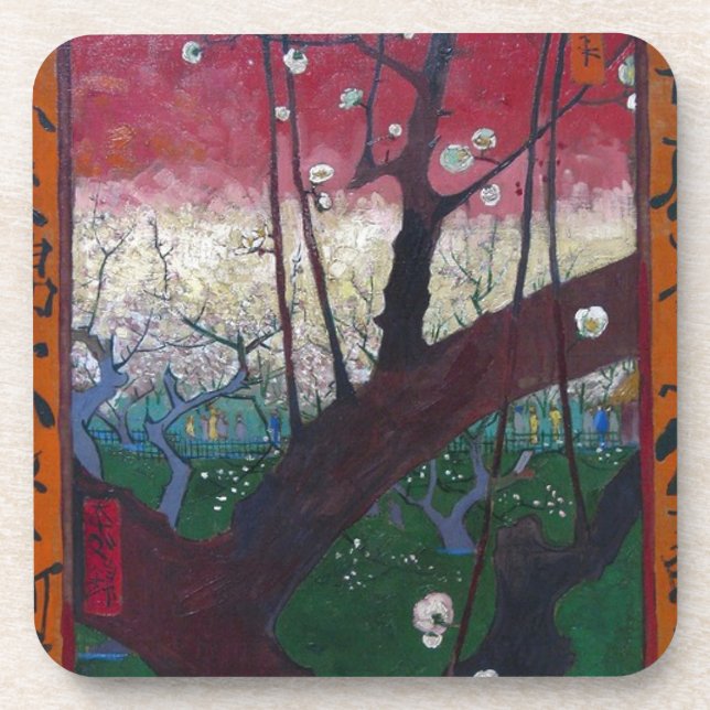 Van Gogh Blooming Plum Tree Coaster (Front)