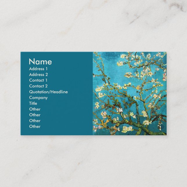 Van Gogh Blossoming Almond Tree Fine Art Business Card (Front)
