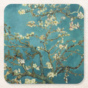 Van Gogh - Blossoming Almond Tree Square Paper Coaster