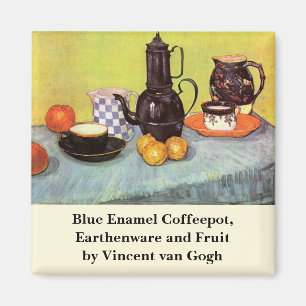 Van Gogh Blue Enamel Coffeepot, Earthenware, Fruit Magnet
