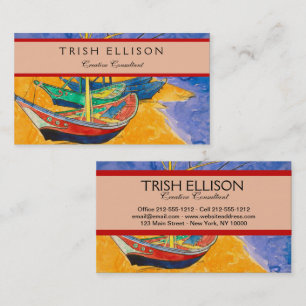 Van Gogh Boats Impressionism Beach Business Card