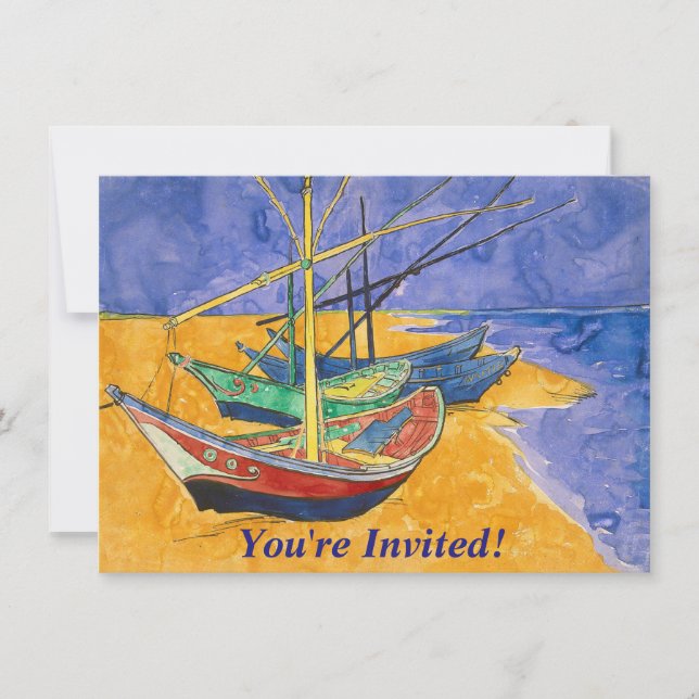 Van Gogh Boats Impressionism Beach Invitation (Front)