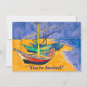 Van Gogh Boats Impressionism Beach Invitation